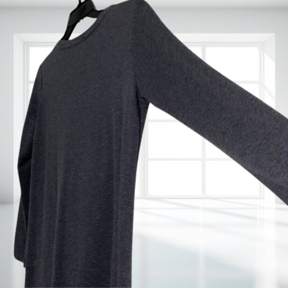 Zara Trafaluc Gray Long Sleeve Ruffle Hem Shift Dress | Cotton Blend Casual Comf - Picture 6 of 10